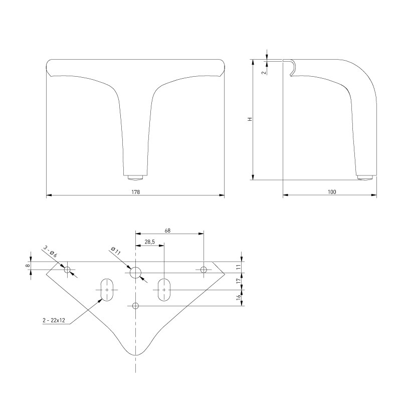Pied de meuble Stabilis