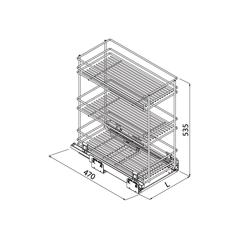 Rangement coulissant bas à 3 étagères
